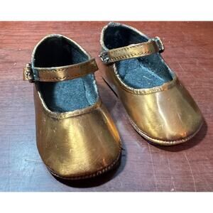Vintage Collectible Bronzed Baby Girl Mary Jane Baby Shoes First Steps Walking
